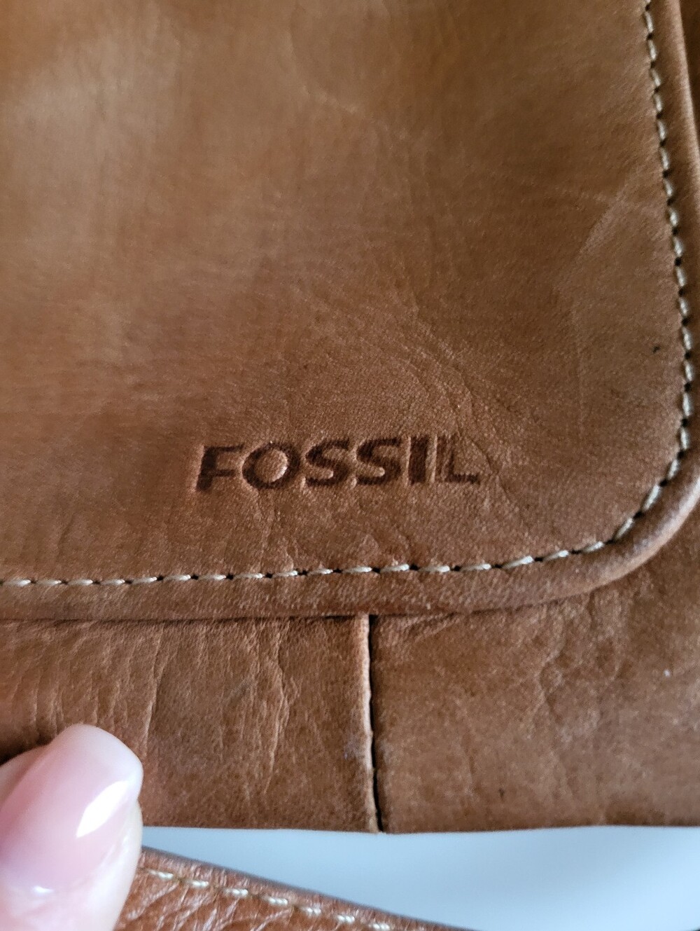 Fossil Brown Leather Crossbody Bag - Adjustable Strap - Picture 3 of 10